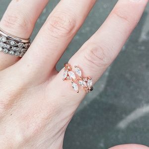 Rose Gold Crystal Petal Ring